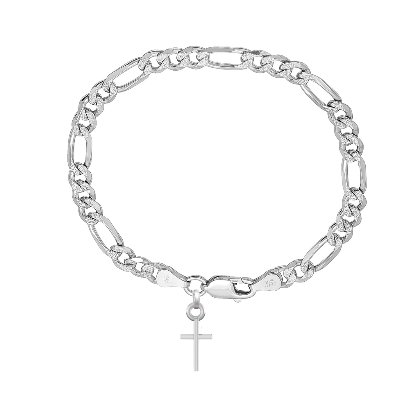 Akshat Sapphire 92.5% pure Sterling Silver Figaro Designer Bracelet with Charm Jesus for Men & Boys