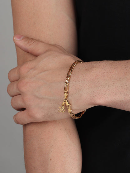 Akshat Sapphire 22KT gold plated  92.5% pure Sterling Silver Figaro Designer Bracelet with spiritual OM for Men & Boys