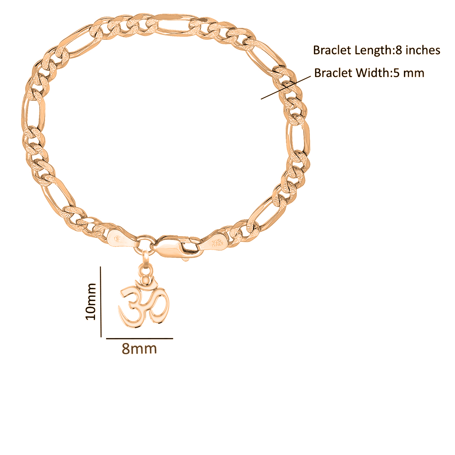 Akshat Sapphire 22KT gold plated  92.5% pure Sterling Silver Figaro Designer Bracelet with spiritual OM for Men & Boys