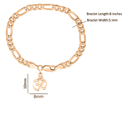 Akshat Sapphire 22KT gold plated  92.5% pure Sterling Silver Figaro Designer Bracelet with spiritual OM for Men & Boys