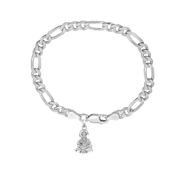 Akshat Sapphire 92.5% pure Sterling Silver Figaro Designer Bracelet with Charm Hanuman for Men