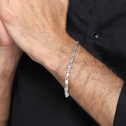 Akshat Sapphire 92.5% pure Sterling Silver Figaro Designer Bracelet with religious 786 for Men