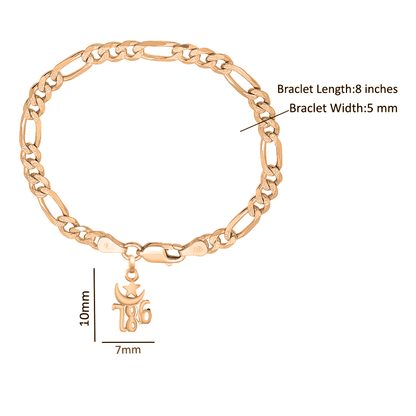 Akshat Sapphire 22KT gold plated  92.5% pure Sterling Silver Figaro Designer Bracelet with religious 786 for Men