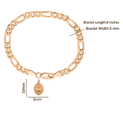 Akshat Sapphire 22KT gold plated  92.5% pure Sterling Silver Figaro Designer Bracelet with Charm Narsimha for Men