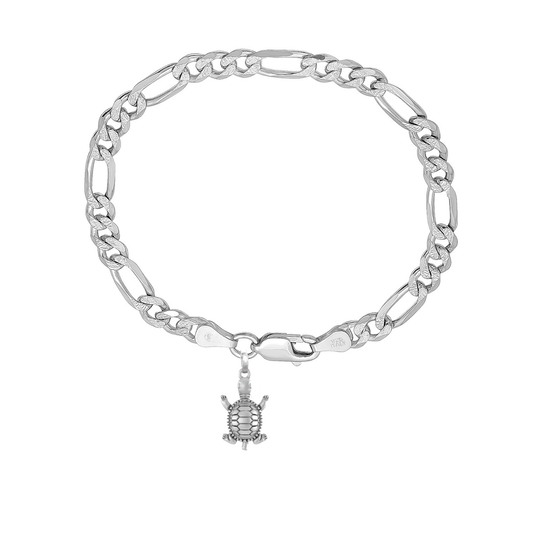 Akshat Sapphire 92.5% pure Sterling Silver Figaro Designer Bracelet with Stylish Tortoise for Men