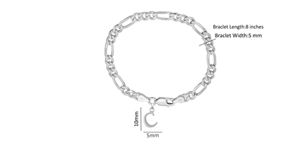 Akshat Sapphire 92.5% pure Sterling Silver Figaro Designer Bracelet with C Alphabet for Men