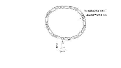 Akshat Sapphire 92.5% pure Sterling Silver Figaro Designer Bracelet with L Alphabet for Men