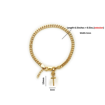 Akshat Sapphire 22KT gold plated  92.5% pure Sterling Silver Curb Designer Bracelet with Charm Jesus for Girls and Women