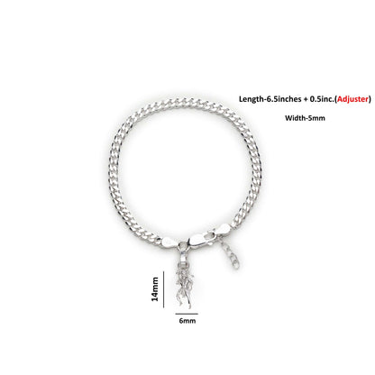 Akshat Sapphire 92.5% pure Sterling Silver Curb Designer Bracelet with Charm Hanuman for Girls and Women