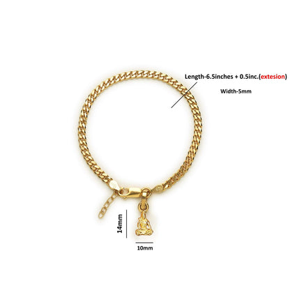 Akshat Sapphire 22KT gold plated  92.5% pure Sterling Silver Curb Designer Bracelet with Charm Shiva for Girls and Women