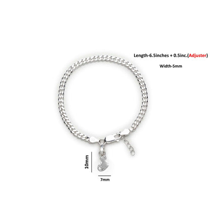 Akshat Sapphire 92.5% pure Sterling Silver Curb Designer Bracelet with fashionable Cat for Girls and Women