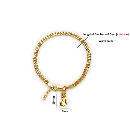 Akshat Sapphire 22KT gold plated  92.5% pure Sterling Silver Curb Designer Bracelet with fashionable Cat for Girls and Women