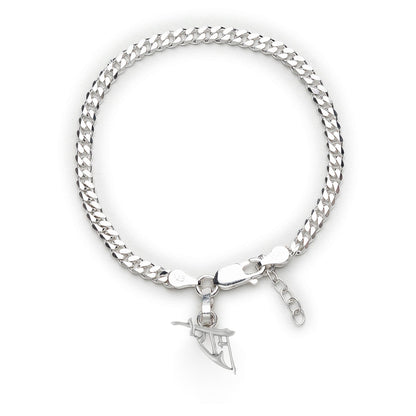 Akshat Sapphire 92.5% pure Sterling Silver Curb Designer Bracelet with Charm Ram Name for Girls and Women