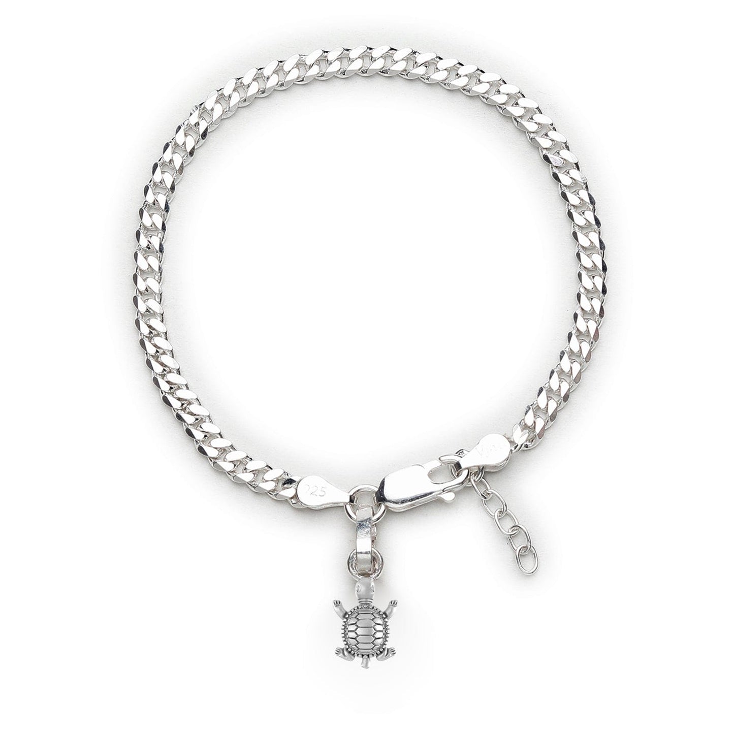 Akshat Sapphire 92.5% pure Sterling Silver Curb Designer Bracelet with fashionable Tortoise for Girls and Women