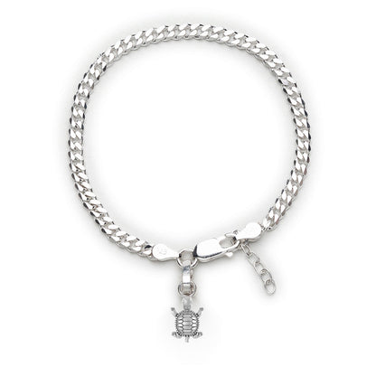 Akshat Sapphire 92.5% pure Sterling Silver Curb Designer Bracelet with fashionable Tortoise for Girls and Women