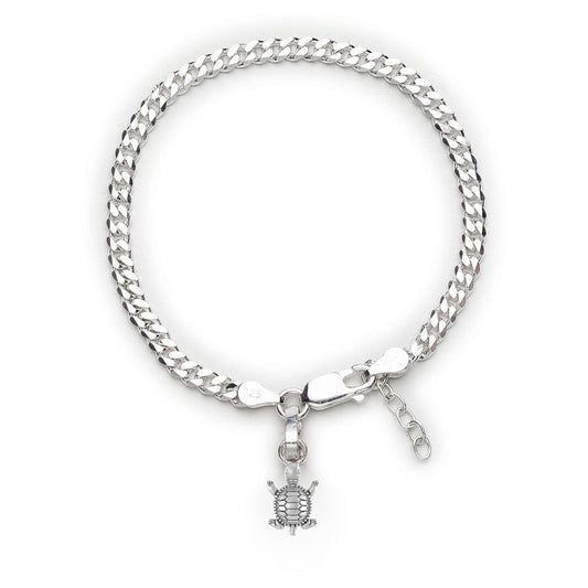 Akshat Sapphire 92.5% pure Sterling Silver Curb Designer Bracelet with fashionable Tortoise for Girls and Women