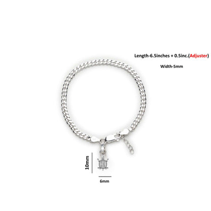 Akshat Sapphire 92.5% pure Sterling Silver Curb Designer Bracelet with fashionable Tortoise for Girls and Women
