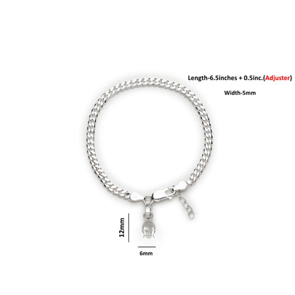 Akshat Sapphire 92.5% pure Sterling Silver Curb Designer Bracelet with Charm Buddha for Girls and Women