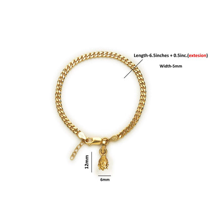 Akshat Sapphire 22KT gold plated  92.5% pure Sterling Silver Curb Designer Bracelet with Charm Buddha for Girls and Women