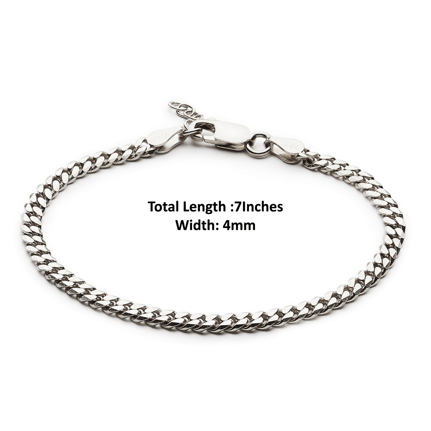 Sterling Silver (92.5% purity) Stylish and Fashionable Curb Bracelet for Women pure silver Bracelet