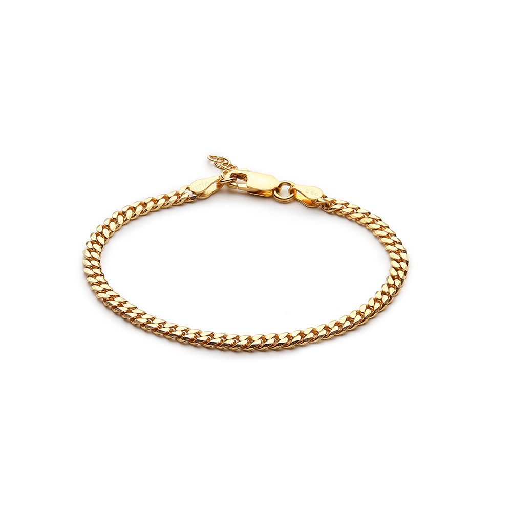Akshat Sapphire 22 KT gold plated Sterling Silver (92.5% purity) Stylish and Fashionable Curb Bracelet for Girls and Women pure silver Bracelet