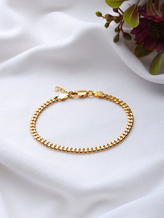 Akshat Sapphire 22 KT gold plated Sterling Silver (92.5% purity) Stylish and Fashionable Curb Bracelet for Girls and Women pure silver Bracelet