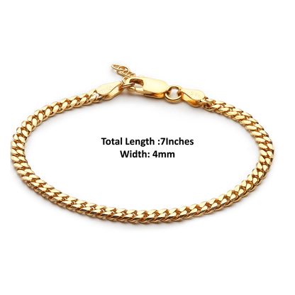22 KT gold plated Sterling Silver (92.5% purity) Stylish and Fashionable Curb Bracelet for Girls and Women pure silver Bracelet