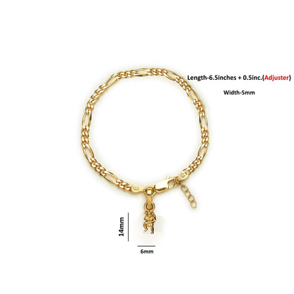 Akshat Sapphire 22KT gold plated  92.5% pure Sterling Silver Figaro Designer Bracelet with Charm Hanuman for Girls and Women