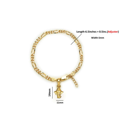 Akshat Sapphire 22KT gold plated  92.5% pure Sterling Silver Figaro Designer Bracelet with Charm Ganesh for Girls and Women