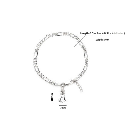 Sterling Silver figaro bracelet with fashionable cat charm for women by akshat sapphire 92.5 silver brwfkd7302