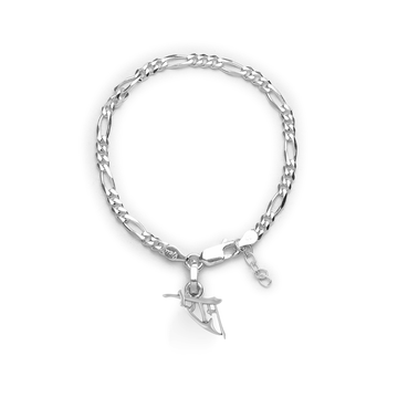 Akshat Sapphire 92.5% pure Sterling Silver Figaro Designer Bracelet with Charm Ram Name for Girls and Women