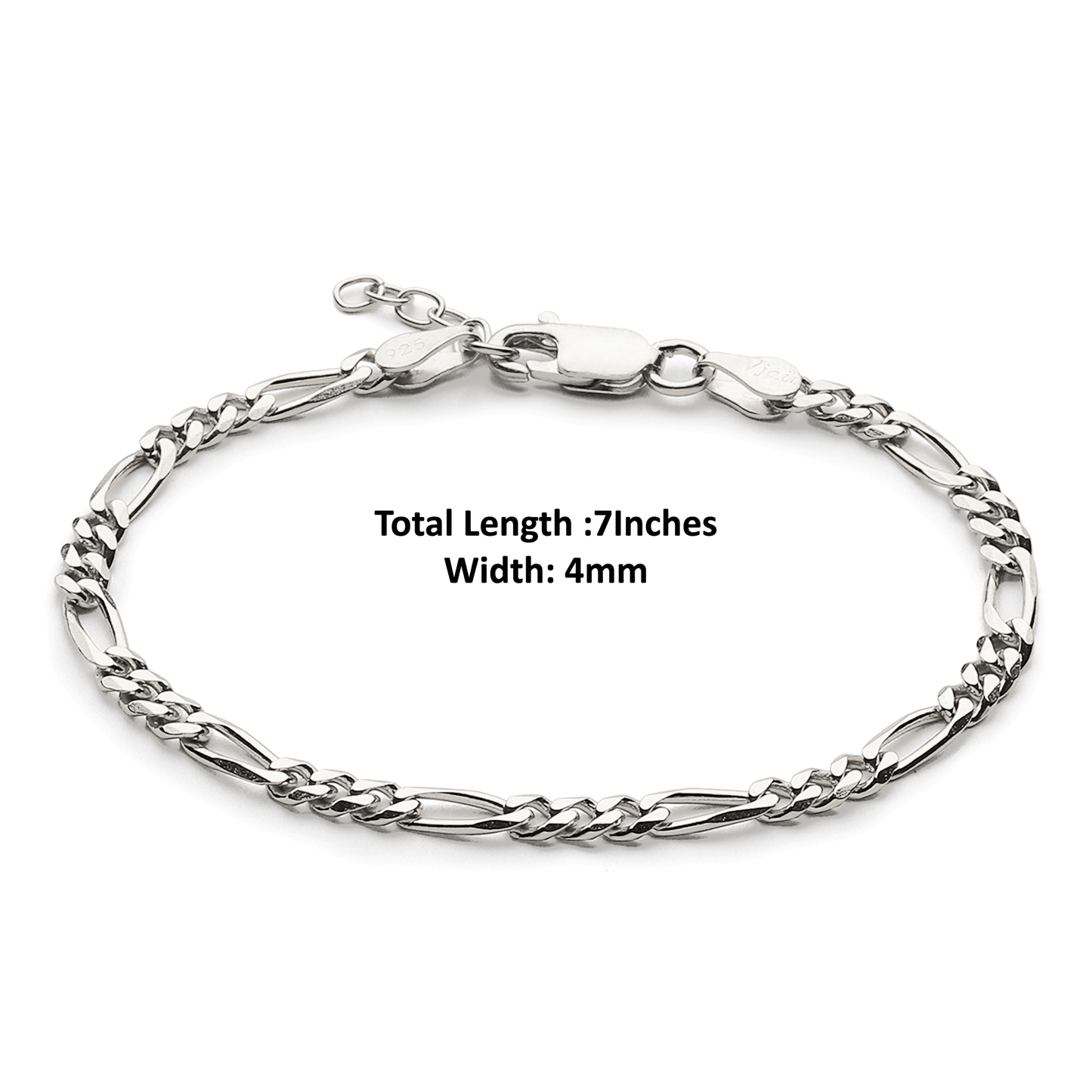Sterling Silver (92.5% purity) Stylish and Fashionable Figaro Bracelet for Women pure silver Bracelet