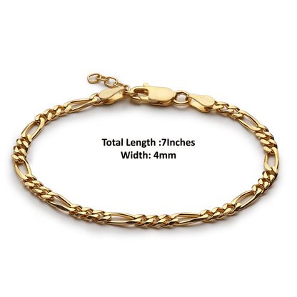 22 KT gold plated Sterling Silver (92.5% purity) Stylish and Fashionable Figaro Bracelet for Girls and Women pure silver Bracelet