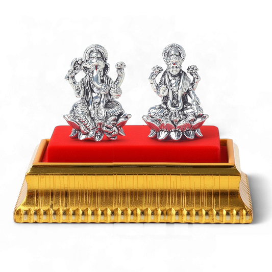 God Ganesh & Goddess Laxmi Idol by Akshat Sapphire 99.9 Pure Silver ID1–ID3