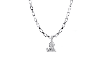 God Hanuman Chain Pendant (Pendant with Box Chain- 22 inches) for Men & Women Pure Silver Lord bajrang bali Chain Locket for Good Health & Wealth Akshat Sapphire