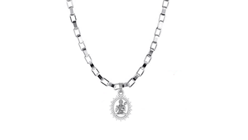 God Hanuman Chain Pendant (Pendant with Box Chain- 22 inches) for Men & Women Pure Silver Lord bajrang bali Chain Locket for Good Health & Wealth Akshat Sapphire