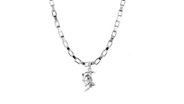 God Hanuman Chain Pendant (Pendant with Box Chain- 22 inches) for Men & Women Pure Silver Lord bajrang bali Chain Locket for Good Health & Wealth Akshat Sapphire