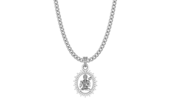 God Hanuman Chain Pendant (Pendant with Curb Chain- 22 inches) for Men & Women Pure Silver Lord bajrang bali Chain Locket for Good Health & Wealth Akshat Sapphire