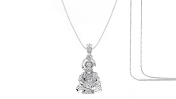 God Hanuman Chain Pendant (Pendant with Rope Chain- 22 inches) for Men & Women Pure Silver Lord bajrang bali Chain Locket for Good Health & Wealth Akshat Sapphire