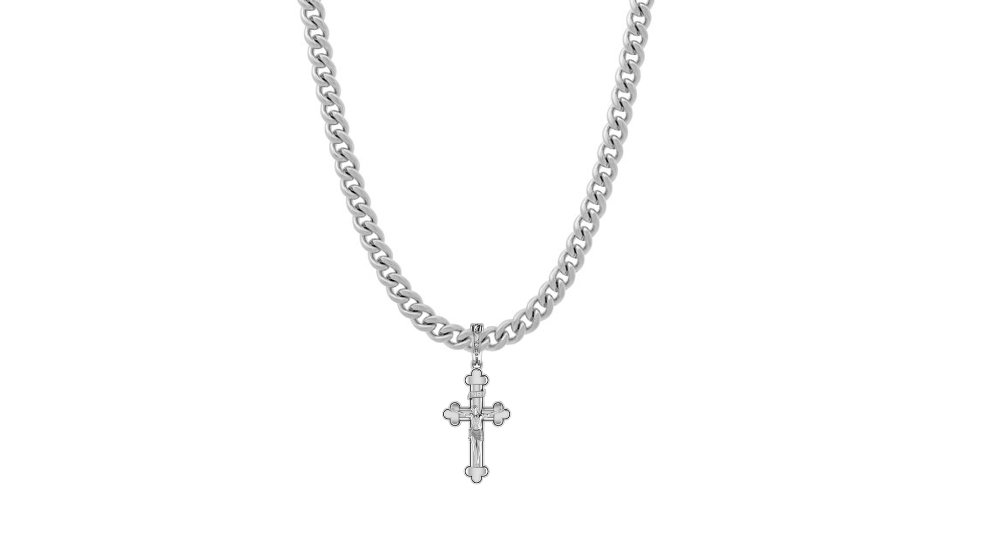 God Jesus Chain Pendant (Pendant with Curb Chain-22 inches) for Men & Women Pure Silver Lord Isa masih Chain Locket for Good Health & Wealth Akshat Sapphire