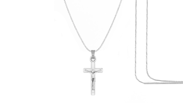 God Jesus Chain Pendant (Pendant with Rope Chain-22 inches) for Men & Women Pure Silver Lord Isa masih Chain Locket for Good Health & Wealth Akshat Sapphire