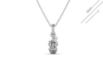 Goddess Maa Lalitha Parameswari Chain Pendant (Pendant with Anchor Chain-22 inches) for Men & Women Pure Silver Lord Ma Lalita Sahasranamam Tripura Sundari chain Locket for Good Health & Wealth Akshat Sapphire