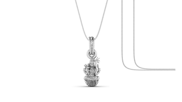 Goddess Maa Lalitha Parameswari Chain Pendant (Pendant with Box Chain) for Men & Women Pure Silver Lord Ma Lalita Sahasranamam Tripura Sundari chain Locket for Good Health & Wealth Akshat Sapphire