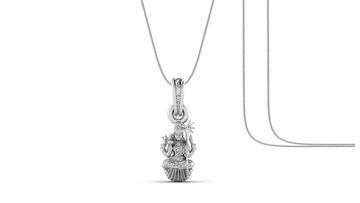 Goddess Maa Lalitha Parameswari Chain Pendant (Pendant with snake Chain) for Men & Women Pure Silver Lord Ma Lalita Sahasranamam Tripura Sundari chain Locket for Good Health & Wealth Akshat Sapphire