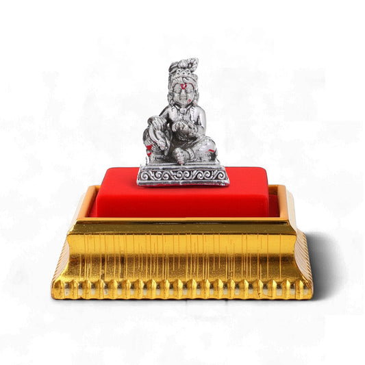 99.9% Pure Silver Laddu Gopal Idol with Acrylic Box for Pooja Room, office desk & Car Dashboard
