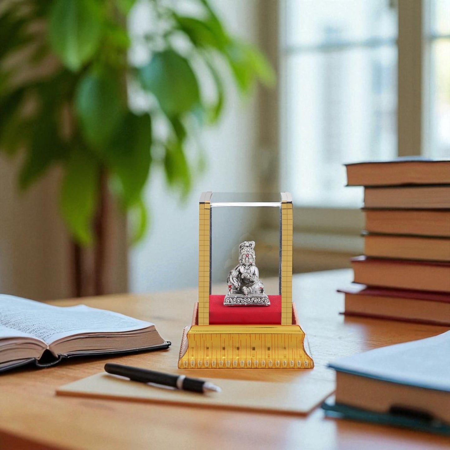 99.9% Pure Silver Laddu Gopal Idol with Acrylic Box for Pooja Room, office desk & Car Dashboard