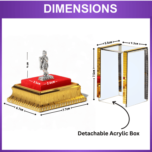 Akhsat Sapphire 99.9% Pure Silver Lord Krishna Idol with Acrylic Box for Pooja Room, office desk, Car Dashboard