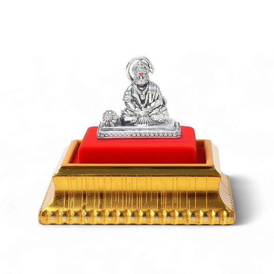Akhsat Sapphire 99.9% Pure Silver Hanuman Ji Idol with Acrylic Box for Pooja Room, office desk, Car Dashboard