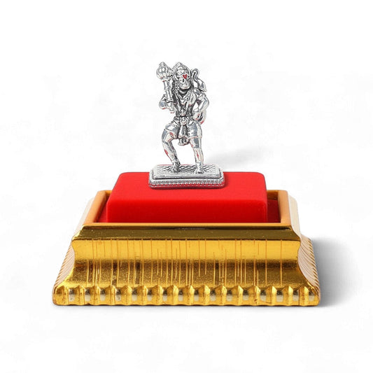 Akhsat Sapphire 99.9% Pure Silver Hanuman Ji Idol with Acrylic Box for Pooja Room, office desk, Car Dashboard