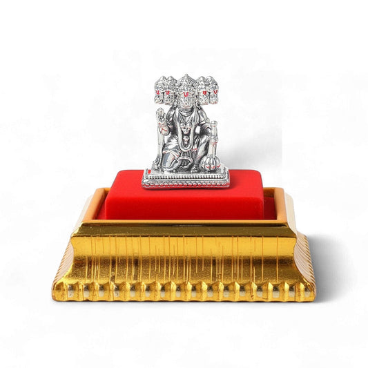 Akhsat Sapphire 99.9% Pure Silver Panchmukhi Hanuman Ji Idol with Acrylic Box for Pooja Room, office desk, Car Dashboard